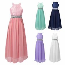 Used, Kids Flower Girl Dress Wedding Bridesmaid Party Maxi Gown Chiffon Floral Dresses for sale  Shipping to South Africa