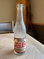 Antigua botella de vidrio Pepsi Cola Menands Nueva York NY onda doble punto etiqueta de papel, usado segunda mano  Embacar hacia Argentina