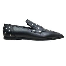 AGL Ines Loafers Studded Black Leather Pointed Toe Women Sz EUR 39.5 Made in IT for sale  Shipping to South Africa