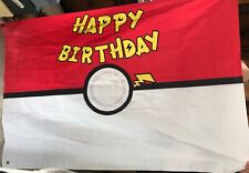Usado, Decoração de festa feliz aniversário Pokémon X-large ilhós banner vermelho branco amarelo comprar usado  Enviando para Brazil