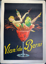 Usado, Póster de aperitivo belga original vintage ""Vlan du Berni', con respaldo de lino segunda mano  Embacar hacia Argentina