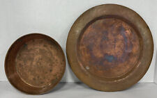 Used, Vintage Copper plate tray charger 12” & Bowl 8” Hand Wrought Hammered for sale  Hot Springs Village