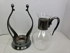 Garrafa de café e suporte de aquecimento vintage art déco prata prato e vidro inclinável comprar usado  Enviando para Brazil