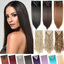 Long Full Head Clip in Natural Hair Extensions as Human Real Thick 8Pcs Set US H for sale  Shipping to South Africa