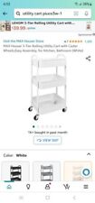 3-Tier Rolling Metal Storage Organizer - Mobile Utility Cart Kitchen Cart White for sale  Shipping to South Africa