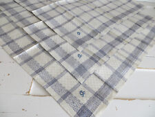 Set of Three Vintage Towels  Damask Checked Linen Blue Stripes German Napkins for sale  Shipping to South Africa
