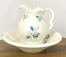 Vintage Arnels Small Blue White Floral Pitcher & Wash Basin Bowl 10” Diameter for sale  Shipping to South Africa