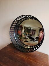 Used, Large Modern Geometric Round Black Metal Wall Hanging Mirror 20 x 5 inch for sale  Shipping to South Africa