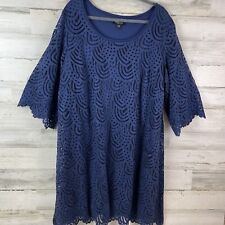 Vestido midi RN Studio sobreposição de renda manga alargada 3/4 forrado azul feminino 24W comprar usado  Enviando para Brazil