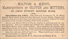 Boston Mass MA 1881 Cancelar Milton A Kent Guantes y Guantes Anuncio Tarjeta Postal PC segunda mano  Embacar hacia Argentina