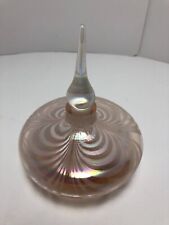 Abelman Style Art Glass Blush Iridescent Pulled Feather Perfume Bottle & Stopper for sale  Shipping to South Africa