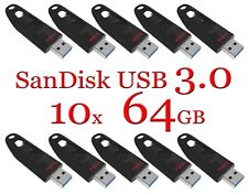 LOTE DE 10 unidades flash Sandisk Ultra 64 GB USB 3.0 paquete de 10 unidades de pen drives de memoria pulgar segunda mano  Embacar hacia Argentina