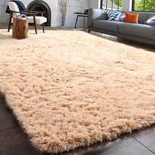 Soft Shaggy Carpet Living Room Fluffy Rugs Large Beige Plush Area Rug , used for sale  Shipping to South Africa