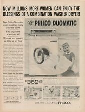 Philco 1958 lavadora secadora combo electrodoméstico vintage estampado anuncio paño lavado seco EE. UU., usado segunda mano  Embacar hacia Argentina
