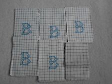 6 toallas de cocina vintage azul lino a rayas/cuadros - monograma B segunda mano  Embacar hacia Argentina