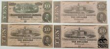 Lot of 4: 1862-64 $10 Confederate States of America Bank Notes Richmond, VA for sale  Tacoma
