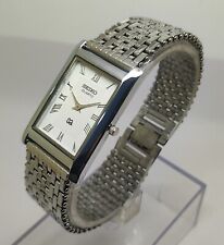 Relógio de pulso masculino Seiko slim quartzo figura romana rosto branco pulseira prata feito no Japão comprar usado  Enviando para Brazil