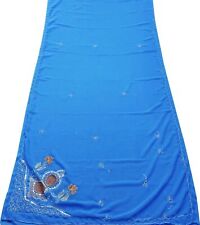 Vinatge Azul Sari Georgette Mezcla Tela Bordada Vestido Envoltura Sari SI17762 comprar usado  Enviando para Brazil
