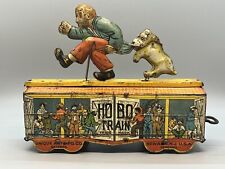 Vintage Unique Art - 1930's Tin Wind Up HOBO Train - RARE, used for sale  Shipping to South Africa