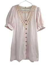 Usado, Mini vestido Free People Mari Endless verão rosa manga folhada acabamento em renda tamanho pequeno comprar usado  Enviando para Brazil