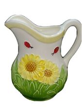 Used, Vintage Japan Milk Water Pitcher Jug Sunflowers Ladybugs CottageCore Decor for sale  Shipping to South Africa