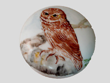 Peso de papel coruja cerâmica pintada à mão assinada pelo artista 3 polegadas de diâmetro, usado comprar usado  Enviando para Brazil