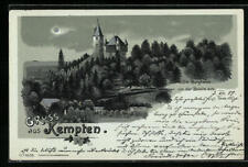 Moonlight lithograph Kempten, castle heap von der Boleite from 1899  for sale  Shipping to South Africa