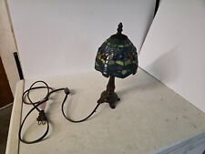 Lámpara de mesa vintage estilo Tiffany 12" libélula con pantalla de cabujón sobre base de bronce segunda mano  Embacar hacia Argentina
