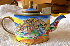 Used, Vintage KELVIN CHEN Tropical Mountains Enameled Miniature Teapot Signed! for sale  Shipping to South Africa