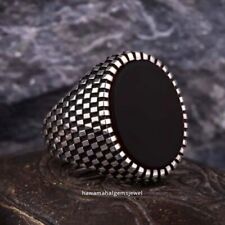 Natural Black Onyx Stone Mens Ring 925 Solid Sterling Silver Handmade Jewelry for sale  Shipping to South Africa