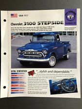 1957 Chevrolet 3100 Stepside Pickup Imp Chaud Voitures Spec Feuille De Brochure d'occasion  Expédié en France