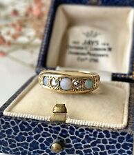 Antique 18ct Gold Opal Diamond Ring - UK Size N , used for sale  LONDON