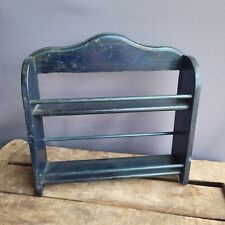Vintage 2 Tier Blue Wooden Spice Rack Decorative Shelf Rustic Kitchen Decor  for sale  Shipping to South Africa