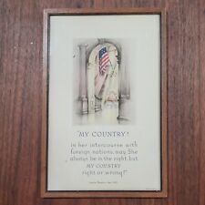 Antique 1920s Buzza Motto Patriotic Etching Stephen Decatur Quote Foreign Policy for sale  Shipping to South Africa