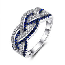 Precioso anillos plata 925 Blanco y Azul zafiro Talla L/N/Q/R/t segunda mano  Embacar hacia Spain