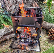 Used, Camping Survival Folding Wood Burning Stove Stainless Steel Fatwood for sale  Shipping to South Africa