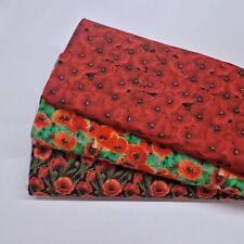 Cotton fabric poppies for sale  COLCHESTER
