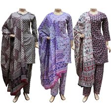 Indyjska pakistańska damska bawełniana sukienka garniturowa z nadrukiem, szyta Shalwar Kameez Salwar, używany na sprzedaż  Wysyłka do Poland