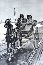 Curricle Carriage Ride 1891 CABALLO y CARRO Pareja Joven Estampado Suplemento Especial segunda mano  Embacar hacia Mexico
