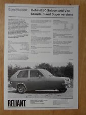 RELIANT ROBIN 850 & VAN 1977 UK Mkt Sales / Specs Leaflet Brochure for sale  BENFLEET