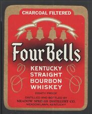 Quatro Sinos Kentucky Reta Bourbon Whiskey meadowlawn Ky etiqueta New Old Stock {} comprar usado  Enviando para Brazil