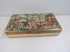Florentine 6 3/4" x 12 1/4" caixa de cômoda de madeira cena medieval cavalos/pessoas comprar usado  Enviando para Brazil