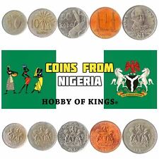 5 DIFFERENT COINS - NIGERIA. OLD AFRICAN NIGERIAN CURRENCY KOBO, NAIRA 1973-2006, used for sale  Shipping to South Africa
