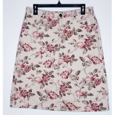 Vintage 90s Eddie Bauer 100% Cotton English Rose Floral A-line Straight Skirt 12 for sale  Shipping to South Africa