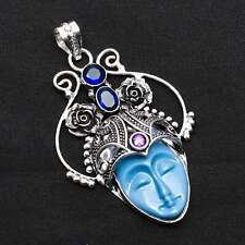 Carved-Goddess Face Tanzanite Gemstone Ethnic Pendant Jewelry 2.84" AP-31633 for sale  Shipping to South Africa