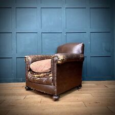 Antique leather armchair for sale  KING'S LYNN