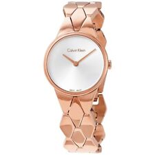 Novo Relógio Feminino Calvin Klein Ouro Rosa Cobra Quartzo Mostrador Prata 28mm  comprar usado  Enviando para Brazil