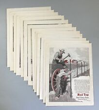 Lot of 13 Vintage 1918 Red Top Steel Fence Posts Color 11x14 Print Ads Farms WWI for sale  Shipping to South Africa