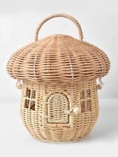 2022 Rattan mushroom basket bag, female woven summer beach straw bag for sale  Shipping to South Africa