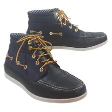 Timberland Preto Newmarket Botas Lona Couro 4 Olhos Sapatos Deck Náutico Tamanho 10 comprar usado  Enviando para Brazil